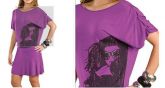 Vestido Comprimento Mini em Viscose com Elastano Roxo